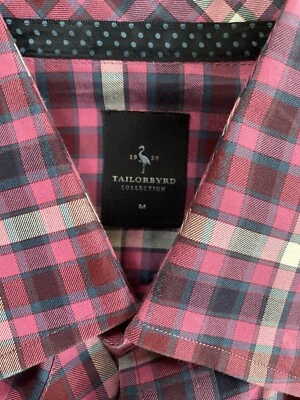 Camisa de Vestir Informal Tailorbyrd Blanca, Rosa, Granate y Azul a Cuadros Manga Larga M Nueva Foto 1 de 4