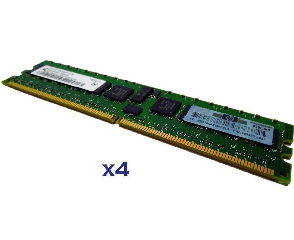 4X HP GENUINE 1GB (4X1GB) PC2-5300 ECC DDR2 SDRAM DIMM Server MEMORY 405475-051 - image 1 of 1