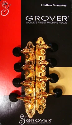 Grover 409FVGB 409 Series “FV” Vintage Style Mandolin Tuners, Gold w/Black - Image 1 of 4