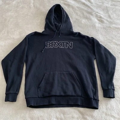 BRIXTON Union Collection Hombre Pullover Negro Sudadera con Capucha Talla Pequeña  Foto 1 de 4