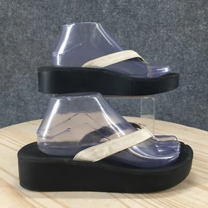 OluKai Sandals Womens 9 Pi'o Lua Wedge Thong White Toe Post Slip On Casual - Picture 1 of 19
