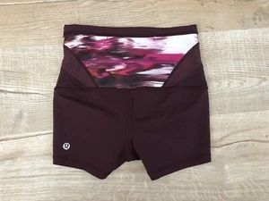 LULULEMON BOOGIE SHORTS Bordeaux Drama Berry Rumble REVERSIBLE 4 Full On Luon - Picture 1 of 7