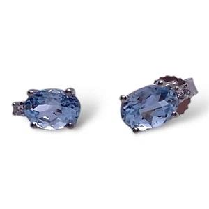 Ohrringe mit Aquamarin 0,90 ct. und Diamanten 0,02 ct. - Bild 1 von 6