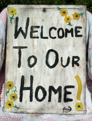Antique Bread Board Jointed Ends 24" Wooden, WELCOME TO OUR HOME, Rustic Prairie - Image 1 of 4