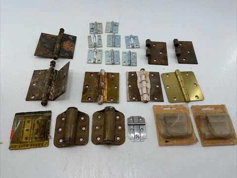 LOT of Vintage Door HINGES antique parts- great patina Cover