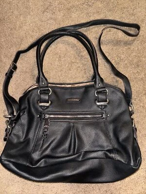 Bolso Bandolera DANA BUCHMAN Negro Hoyuelo Imitación Cuero 4 Muelles Cartera Maquillaje Foto 1 de 4