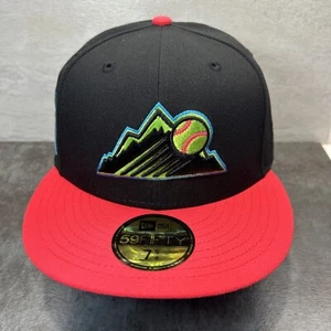 Colorado Rockies Hat New Era 59Fitted Club Black Infrared Cap PRM 7 5/8 H8 - Picture 1 of 9