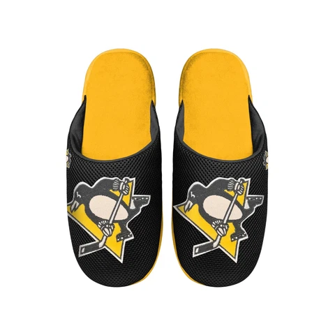 Pittsburgh Penguins 2022 NHL Men's Big Logo Mesh Slide on Slipper FREE SHIP Cover