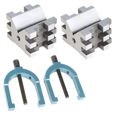 LABLT Machinist V-Blocks 2-3/8" × 2-3/4" × 2" Clamp Set Hardened Steel - Image 1 of 4