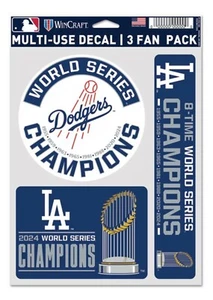MLB Los Angeles Dodgers WinCraft 2024 World Series Champion 3-Pack Fan Decal - Picture 1 of 1