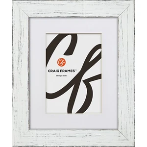 Jasper, Cornice portafoto bianca marshmallow rustica larga 1,25" con tappetino bianco - Foto 1 di 8