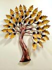 Yellow Brown Leaf Tree Wall Sculpture Home Interior Wall Decor Hanging Metal