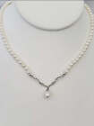 Collier perle et diamant d'eau douce, or blanc 10 carats