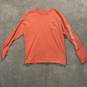 Vineyard Vines Long Sleeve Whale Youth XL T Shirt Coral Unisex Size 18 - Picture 1 of 10