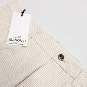 Mason's NWT Chinos / Casual Pants Size 50 34 In Beige Striped Cotton Blend - Picture 1 of 18