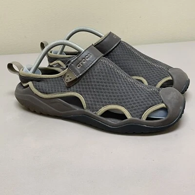 Sandalias Crocs Swiftwater para hombre talla 10 marrón malla cubierta tobogán acuático zapatos de pesca Foto 1 de 4