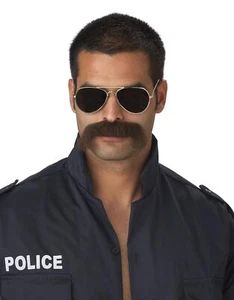 The Man Moustache Police Cop Fancy Dress Up Halloween Adult Costume Accessory - Picture 1 of 1