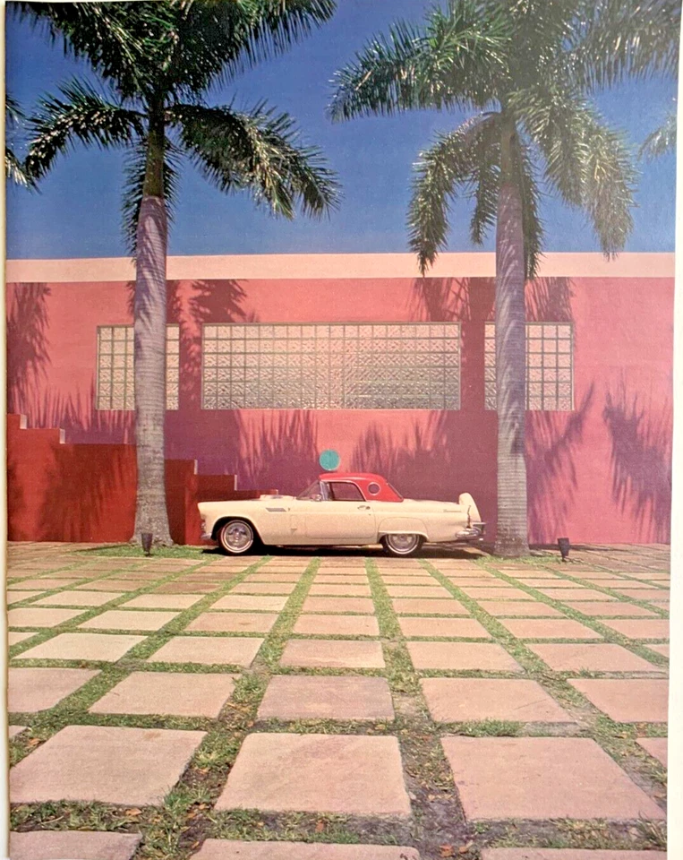 Foto de casa 1955 Ford Thunderbird 13"x10" capota rígida vermelha branca meados do século rosa - Imagem 1 de 2