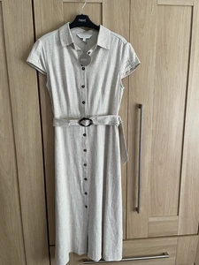 BNWT Apricot Dress Size 8 (XS) In Beige. Button Through Detail & Midi Length - Picture 1 of 8