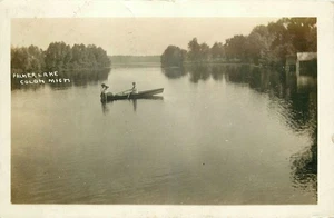 1911 Colon Michigan Palmer Lake People enjoying Boating RPPC Postcard 25-10292 - Picture 1 of 2