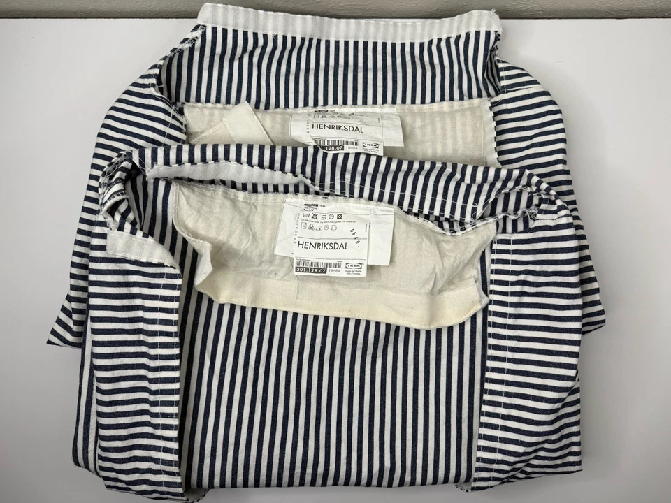 x2 IKEA Henriksdal Dining Chair Covers Slipcover Blue Ticking Striped Stripes - Image 1 of 4