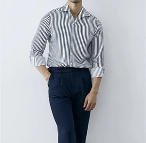 Gap Men's Oxford Long Sleeve Button-Up Shirt Size M Blue Striped - Picture 1 of 8