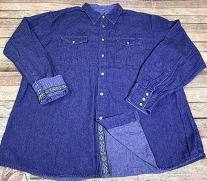 Camisa vaquera Scully para hombre XL azul jean manga larga perla puños a presión occidental - Imagen 1 de 7