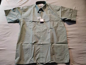 Vintage Van Heusen Short Sleeve Button Up Shirt Size 16 1/2 Light Olive Green  - Picture 1 of 10