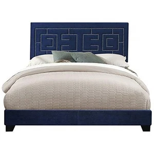 ACME Ishiko III Eastern King Bed, Dark Blue Velvet - Picture 1 of 1