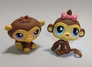 Littlest Pet Shop Monkey Lot Of 2 ** Eyes Girl 🔵 Boy 🟣 - Picture 1 of 2