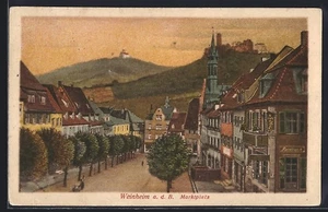 Weinheim a. d. B., Marktplatz mit Geschäften, Ansichtskarte - Picture 1 of 2