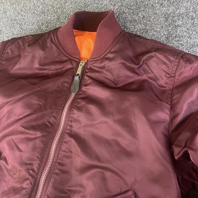 Alpha Industries MA-1 Bomber Jacket Burgundy Maroon Orange Liner USAF Medium - Image 1 of 4