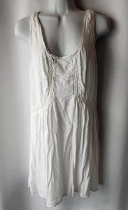 Vtg Volcom Womens White Sleeveless Lace Accent Slip Sun Dress L Skater Y2K Sz 14 - Picture 1 of 20