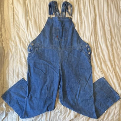 Dickies Overalls 女式 12 蓝色牛仔围兜木匠工作服实用可调节 — 第 1/4 张图片
