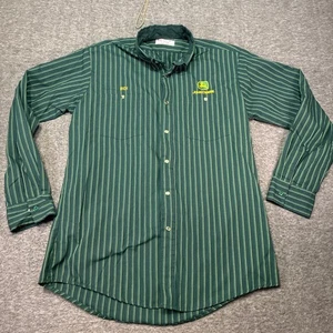 John Deere Mens Large Snap Up Uniform Shirt Dark Green Vintage USA Made Workwear - Picture 1 of 11