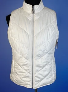 Tommy Bahama Everyday Active  Reversible Puffer Vest Womens Medium Cream NEW - Picture 1 of 20
