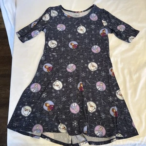 Disney Frozen 2 Elsa Anna Olaf Soft Dress Girls Navy soft 7/8 - Picture 1 of 4