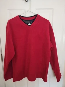 Trader Bay Men's Red Fleece V-Neck Pullover Long Sleeve Shirt - Size Medium - Picture 1 of 3
