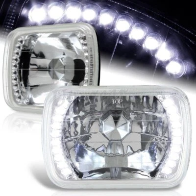 Герметичный белый светодиодный хромированный корпус фар 7 x 6 дюймов H6014 H6052 H6054 прозрачные фары - Изображение 1 из 4