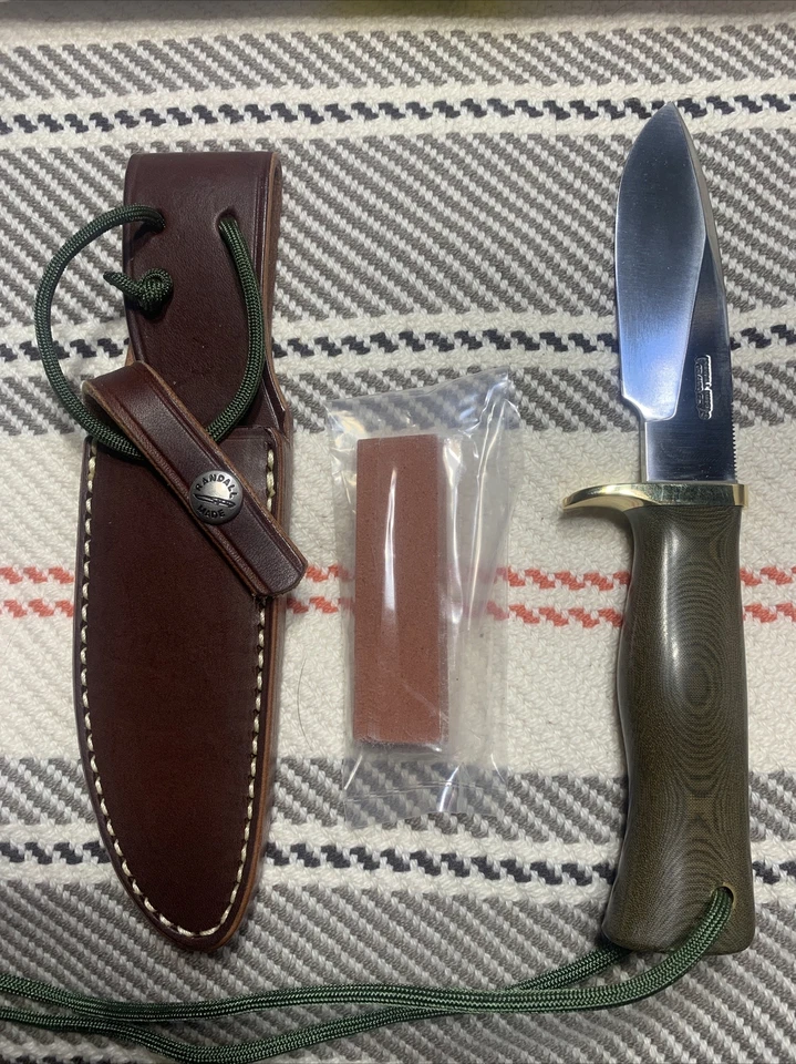 Randall Made Knives 28 Woodsman, Green Micarta Handle, Brass, HTF Brand New RMK! - Image 1 of 4