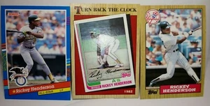 RICKEY HENDERSON OAKLAND A'S NEW YORK YANKEES BASEBALL CARD LOT  - Picture 1 of 3