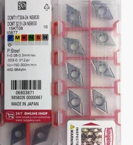 10 pezzi/scatola lama a rombo Tungaloy DCMT11T304-24 NS9530 DCMT11T308-24 NS9530 - Foto 1 di 8