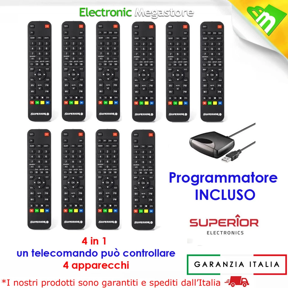 10pz TELECOMANDO UNIVERSALE PROGRAMMABILE DA PC INCLUSO PROGRAMMATORE - Immagine 1 di 1