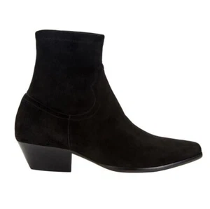 Tamara Mellon Black Stretch Suede Go West Ankle Boots 35mm Heels $595 NEW - Picture 1 of 4