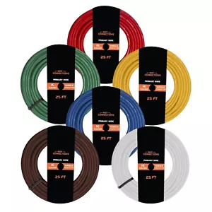 16 Gauge Car Audio Primary Wire (25ft–6 Rolls) Remote, Power/Ground Electrical - Picture 1 of 9