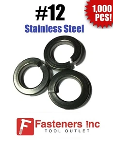 (Qty 1000) #12 Stainless Steel Regular Split Lock Washers Type 18-8 - Picture 1 of 3