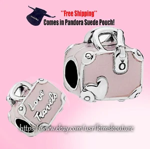 Authentic Pink Travel Bag Sterling Silver 798063EN124 Bead Charm - Picture 1 of 1