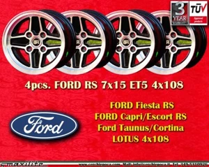 4 Cerchi FORD LOTUS TALBOT RS 7x15 ET+5 4x108 Escort Capri Taunus Cortina - Foto 1 di 24