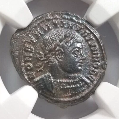 Constantine II Roman Empire BI Nummus AE3/4 NGC AU Ancient Epfig Hoard Pedigree - Image 1 of 4