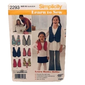 #2293 Simplicity girls vest sewing pattern size 7-14 - Picture 1 of 4